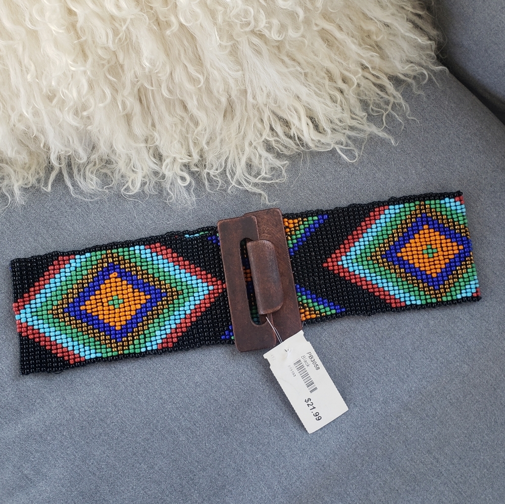 Stretchy Black Beaded Waste Belt BRAND NEW!